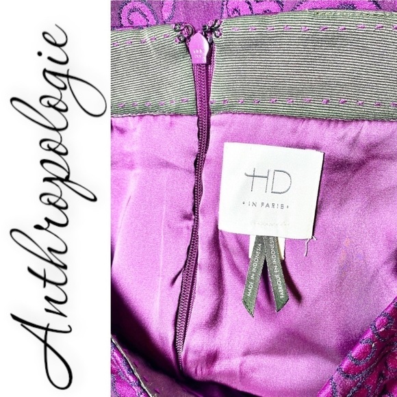 ANTHROPOLOGIE HD in Paris Magenta Pink Brocade Mini Skirt, Size 6 - Picture 8 of 11